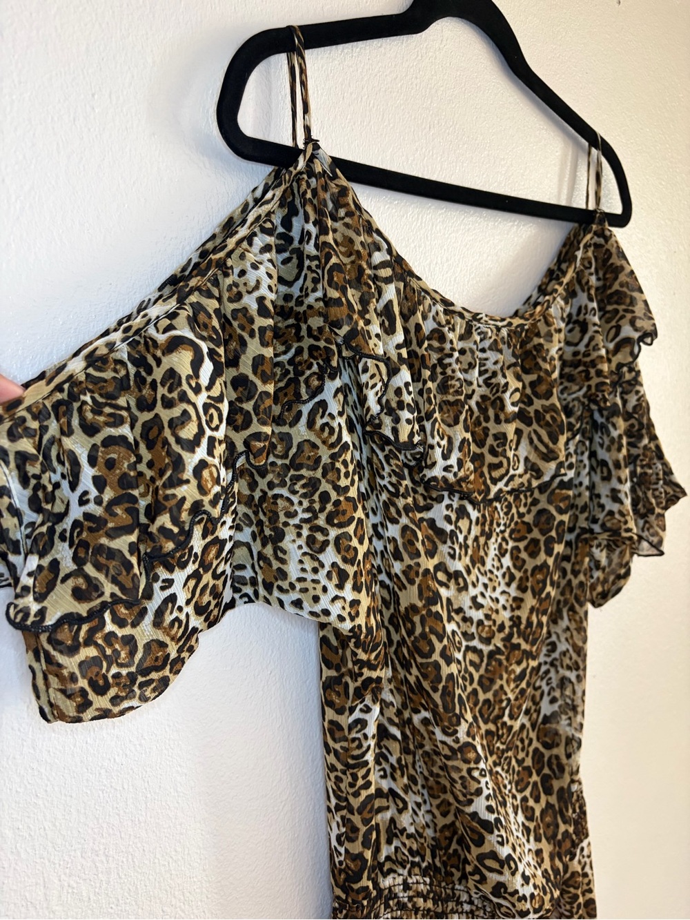 Leopard Print Off-Shoulder Jumpsuit in Brown and Black